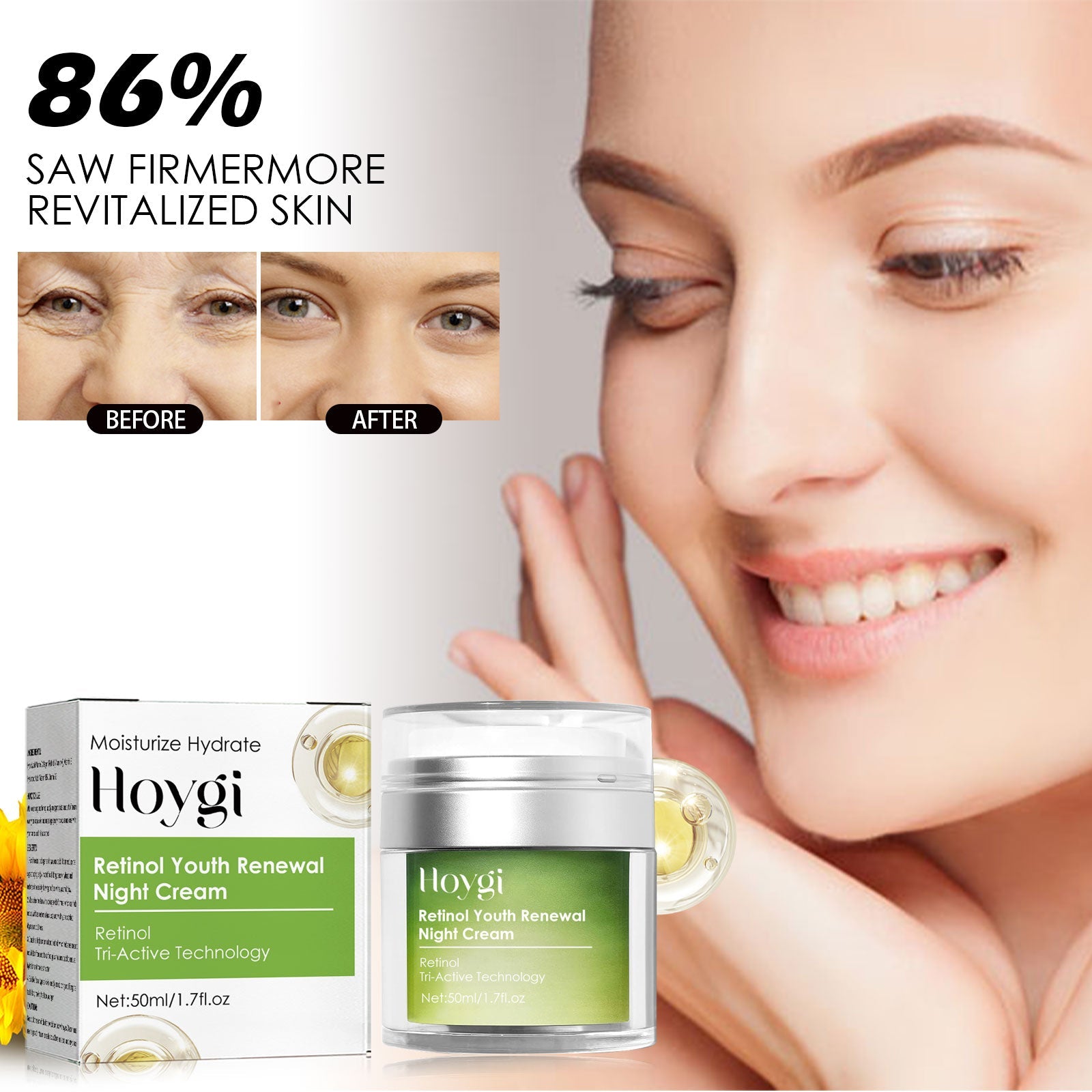 Retinol Face Cream Firming And Lifting Facial Skin Reduces Fine Lines And Wrinkles, Hydrating And Anti-Wrinkle Cream