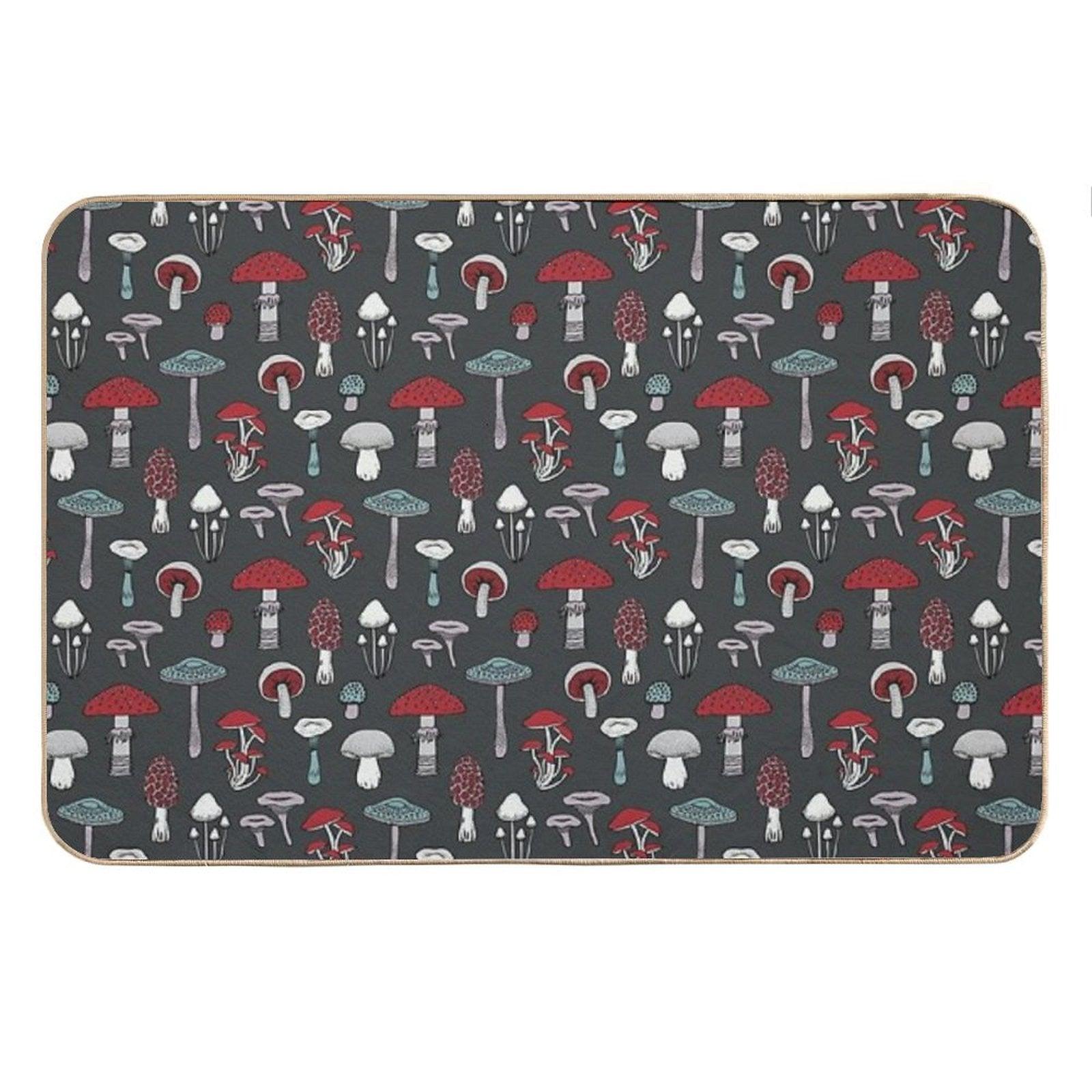 Midnight Mushrooms - Fun Fungus Pattern by Cecca Designs Bath Mat