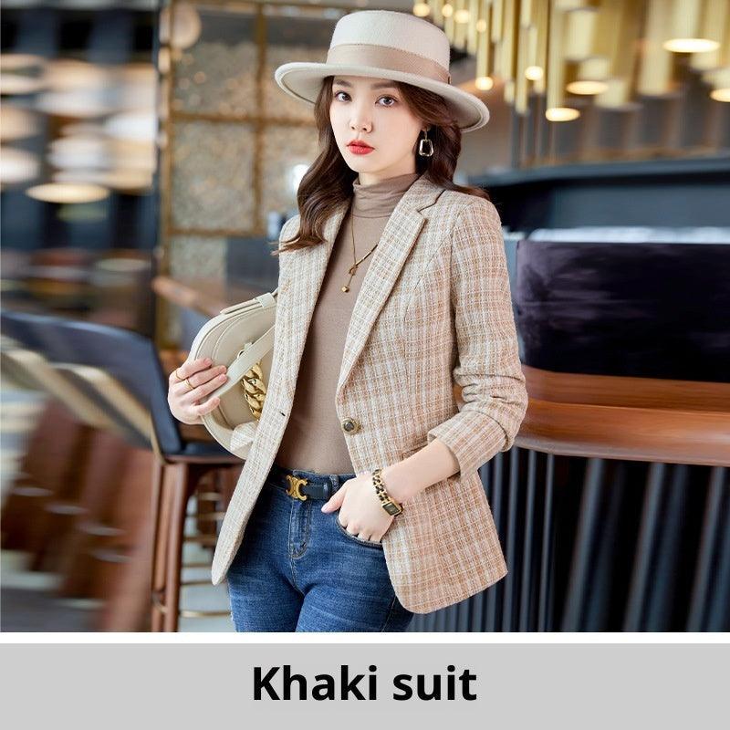 Casual Plaid Autumn Western Style Women's Clothing Long Coat