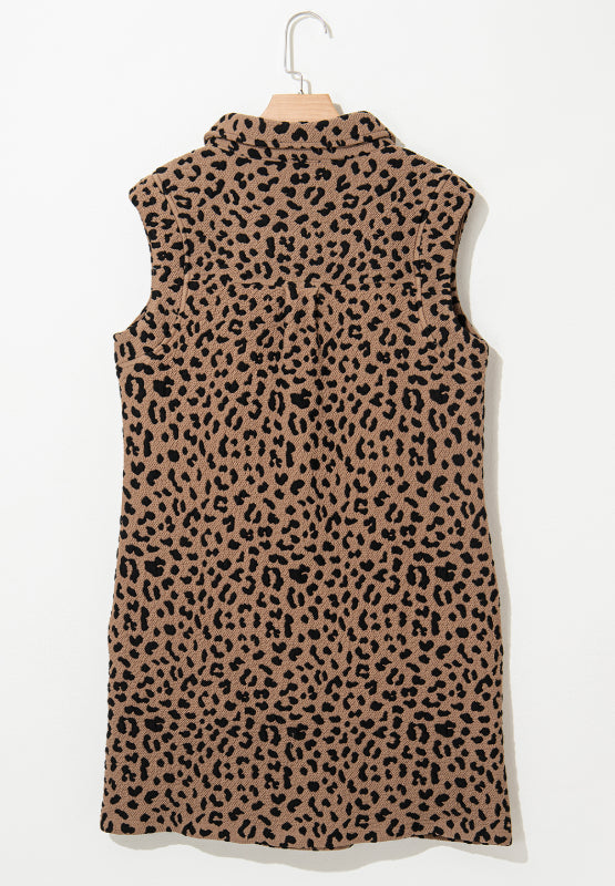 Luxury Summer Leopard Sleeveless Mini Dress Chic & Stylish Print Elegant Dress For Women