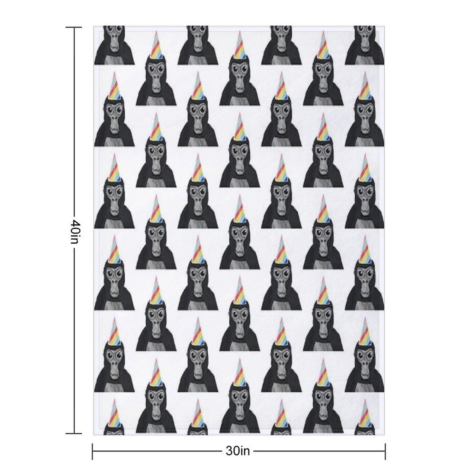 Gorilla Tag Monkey with Birthday Hat Throw Blanket