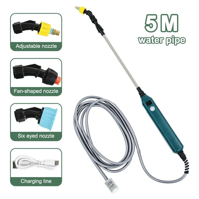2400mAh Portable Electric Sprayer Wand. 3 nozzles, high - pressure, for garden plant watering.