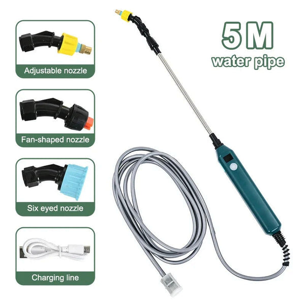 2400mAh Portable Electric Sprayer Wand. 3 nozzles, high - pressure, for garden plant watering.
