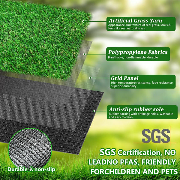 2FTX10FT Outdoor Artificial Grass Runway Blanket, Thick and Realistic Fake Grass Roll Decoration 1.38 