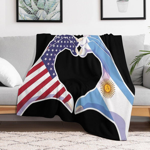 Argentina Argentine Argentinean Argentinian USA United States American America Love Heart Peace Throw Blanket