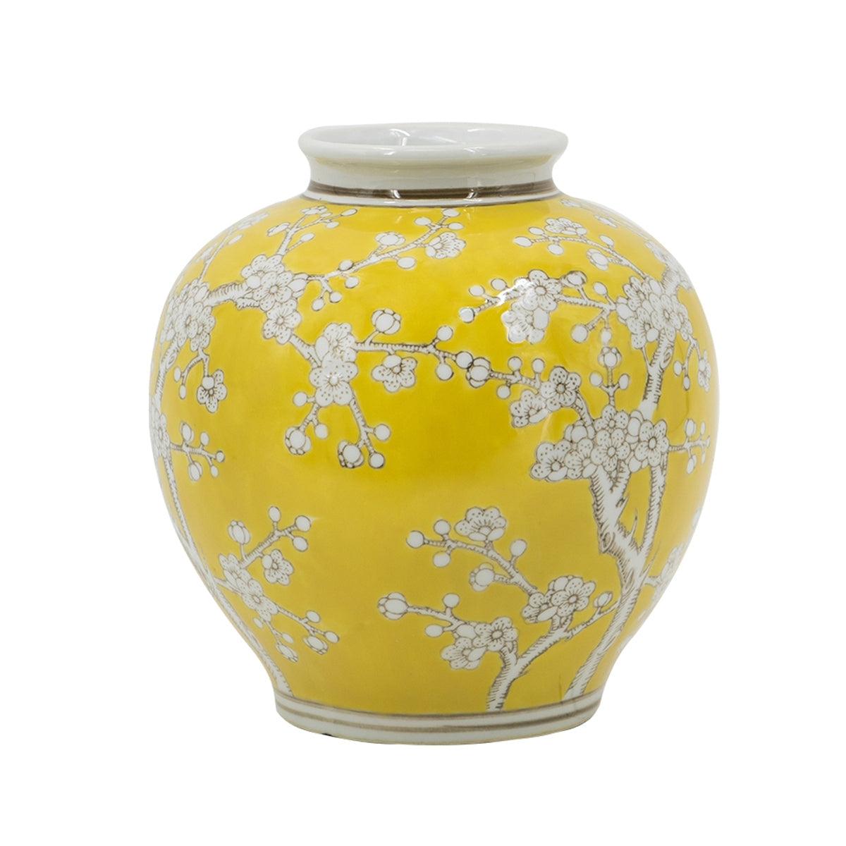 Yellow & White Porcelain Plum Blossom Decorative Vase