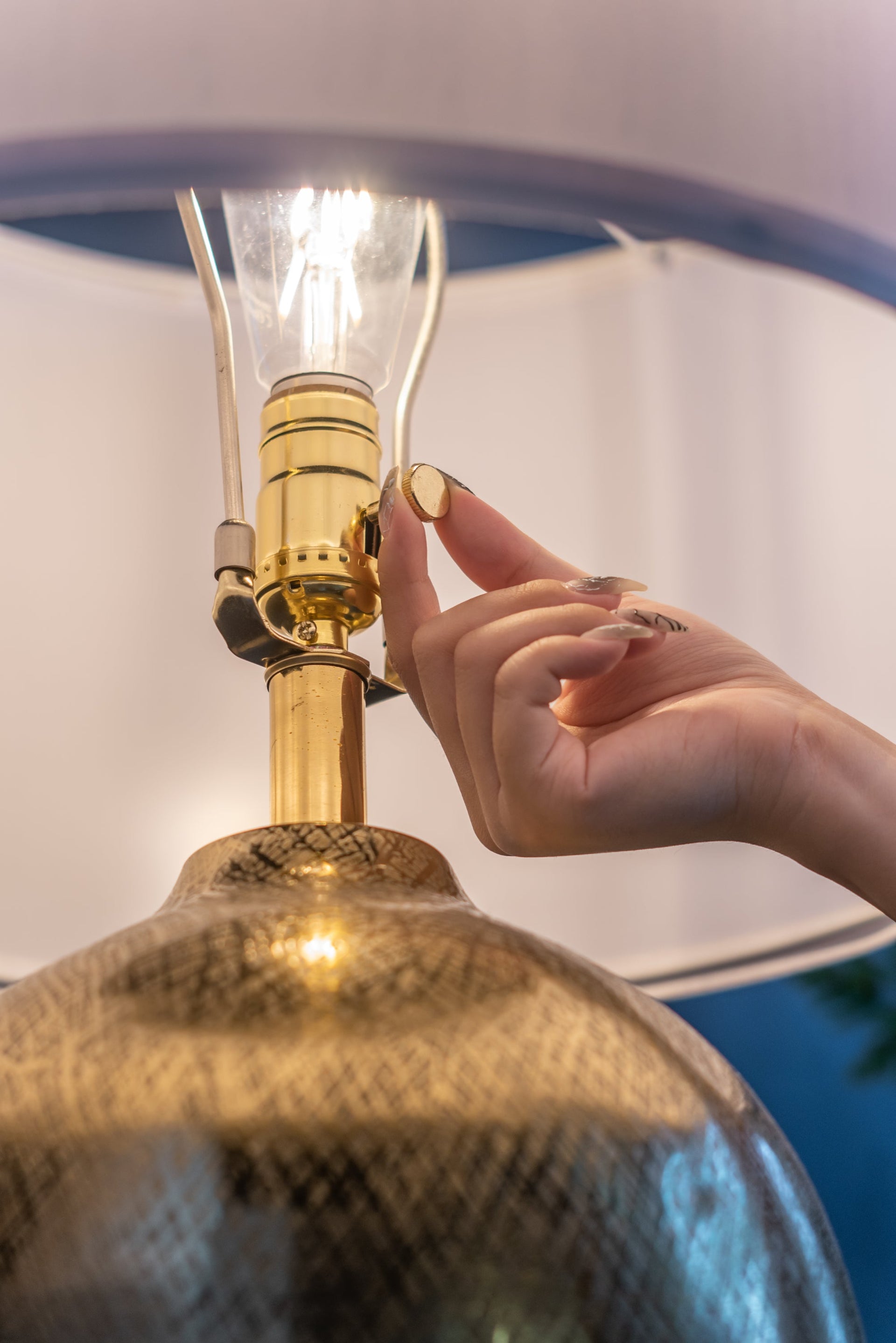 D18x31' Round Aluminum Sheet Gold Table Lamp with White Fabric Shade(Lamp Shade Assembly Required)