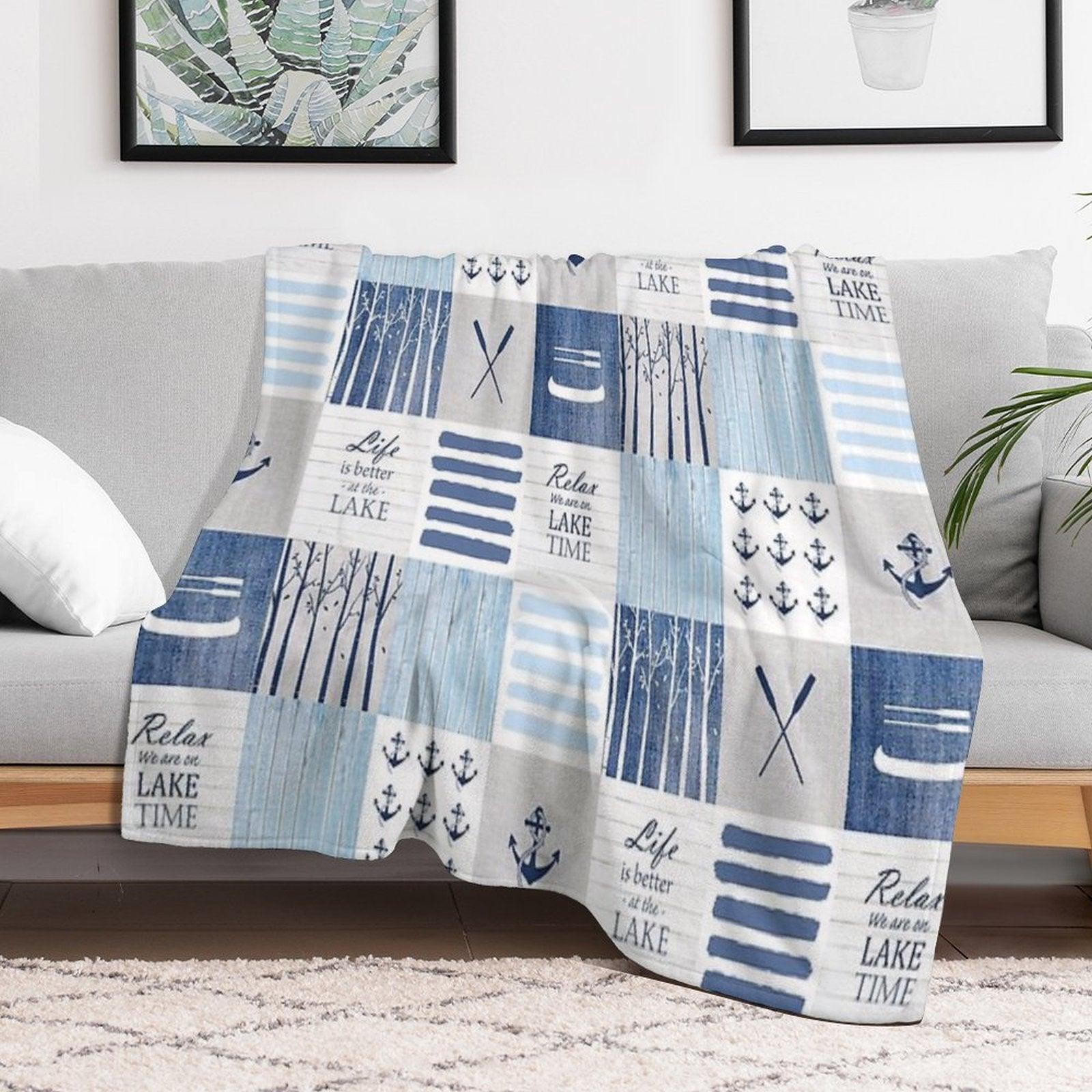 Life Is Better at The Lake Patchwork Throw Blanket