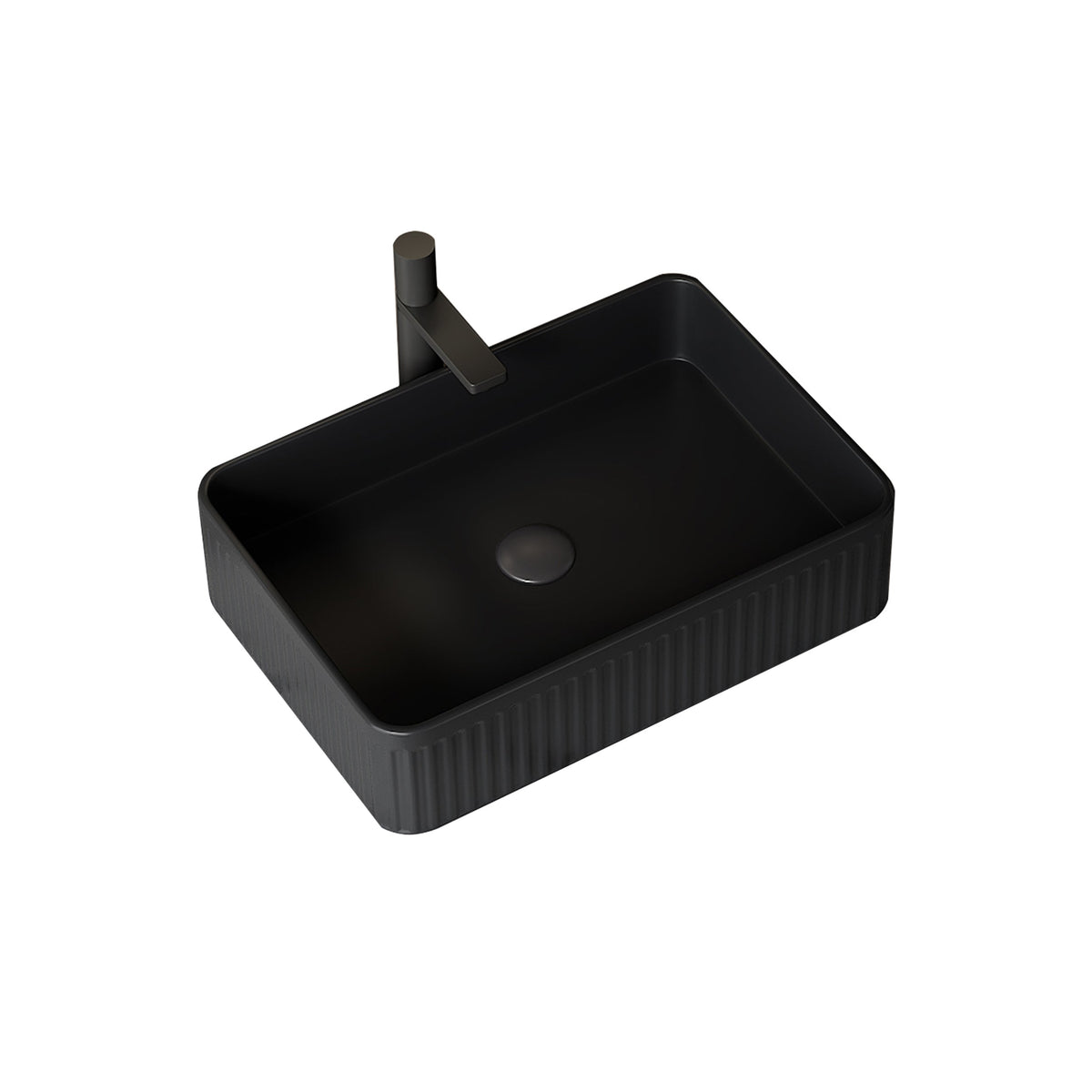 20'' Bathroom Sink, Rectangular Striped Vessel Ceramic Basin