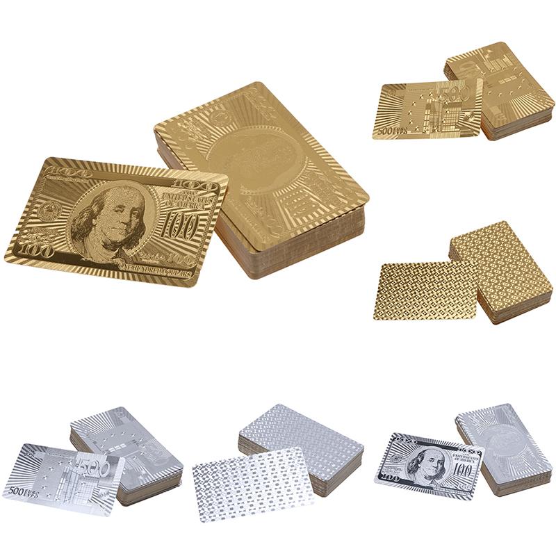 Waterproof Luxury Platinum Foil Poker Playing Cards Gold Plated Porker Cards