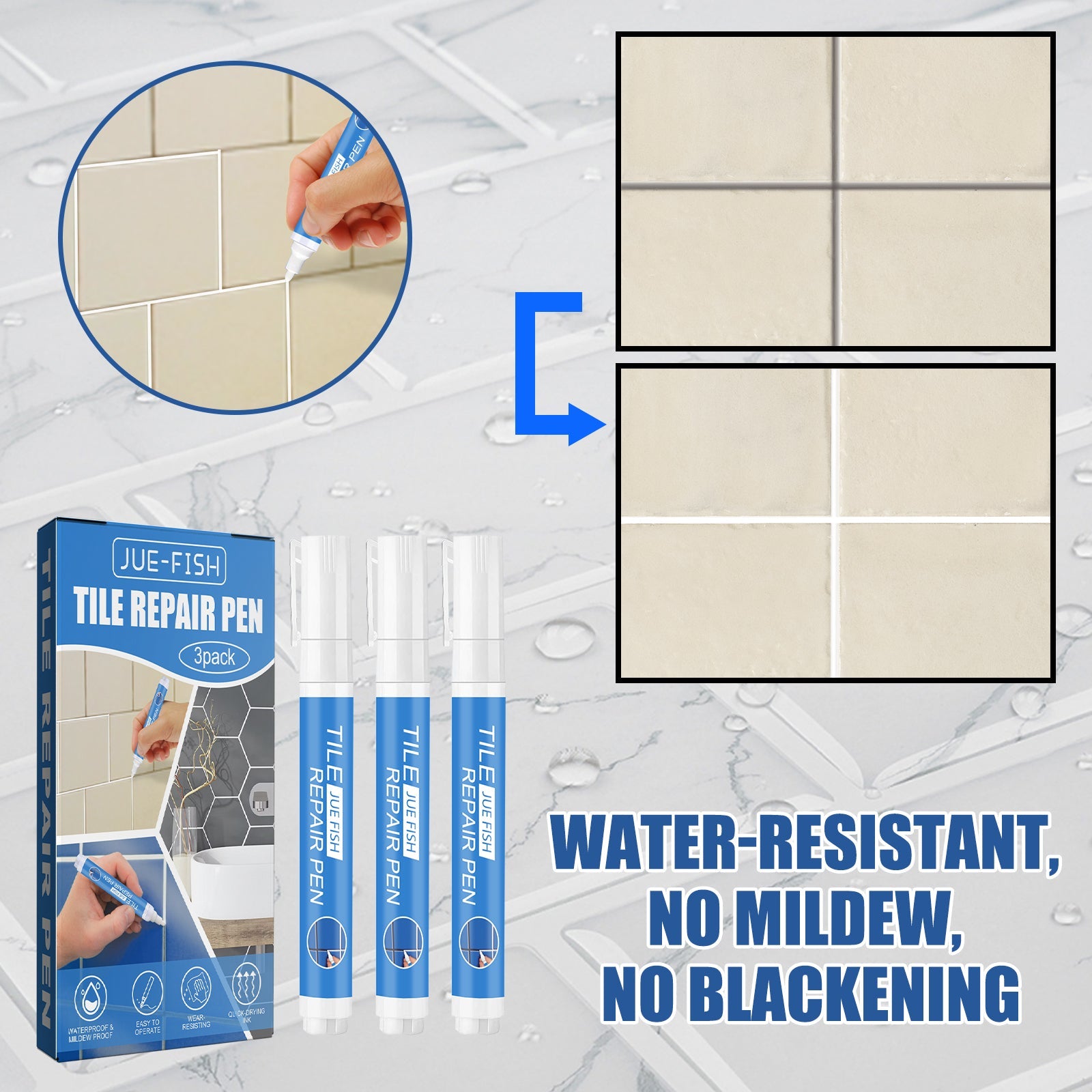 Tile Repair Pen Waterproof Mildew Resistant Tile Repair Pen For Bathroom Floor Crevices