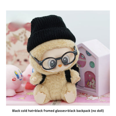 Accessories only Labubu Sitting Party Baby Clothes Black Cold Hat Sunglasses Backpack Trendy Set Labubu Accessories