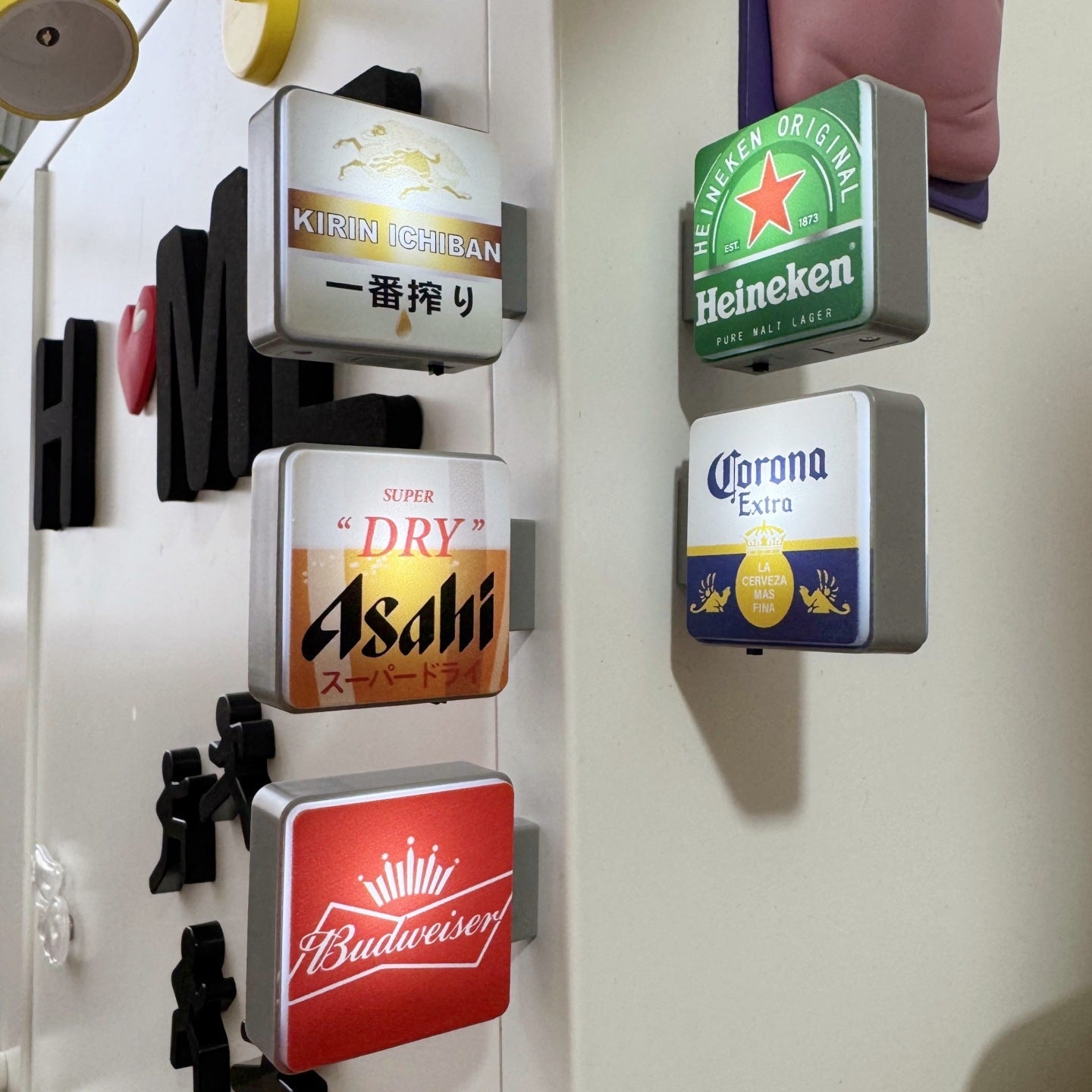 Creative Beer Series Magnetic Attraction Light Sign Fridge Magnet Perforated Board Entrance Door Luminescent Magnetic Decoration Magnetic Sticker