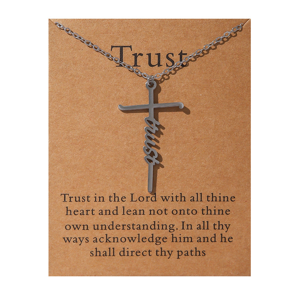 Faith Religious Gift Stainless Steel Cross Collarbone Chain Sweater Chain