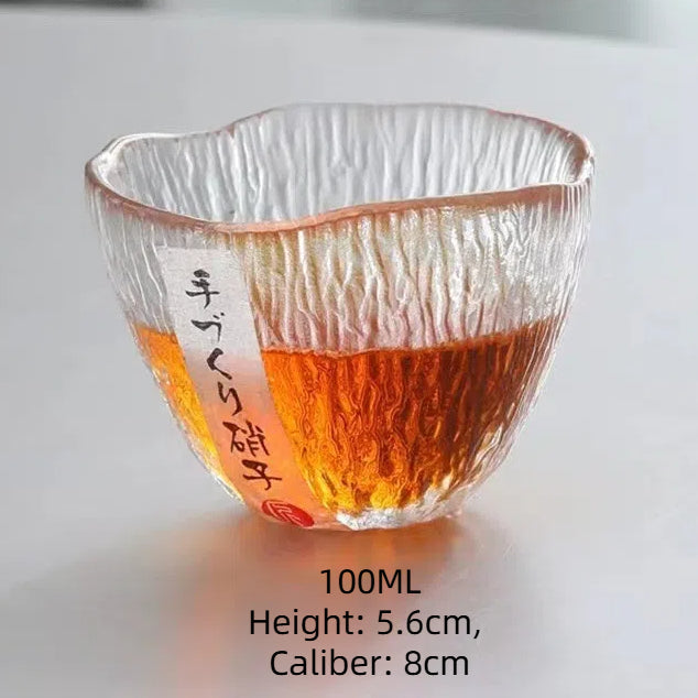 Small personal cup tea tasting cup hammer patterned kung fu heat-resistant glass single cup small cup tea cup