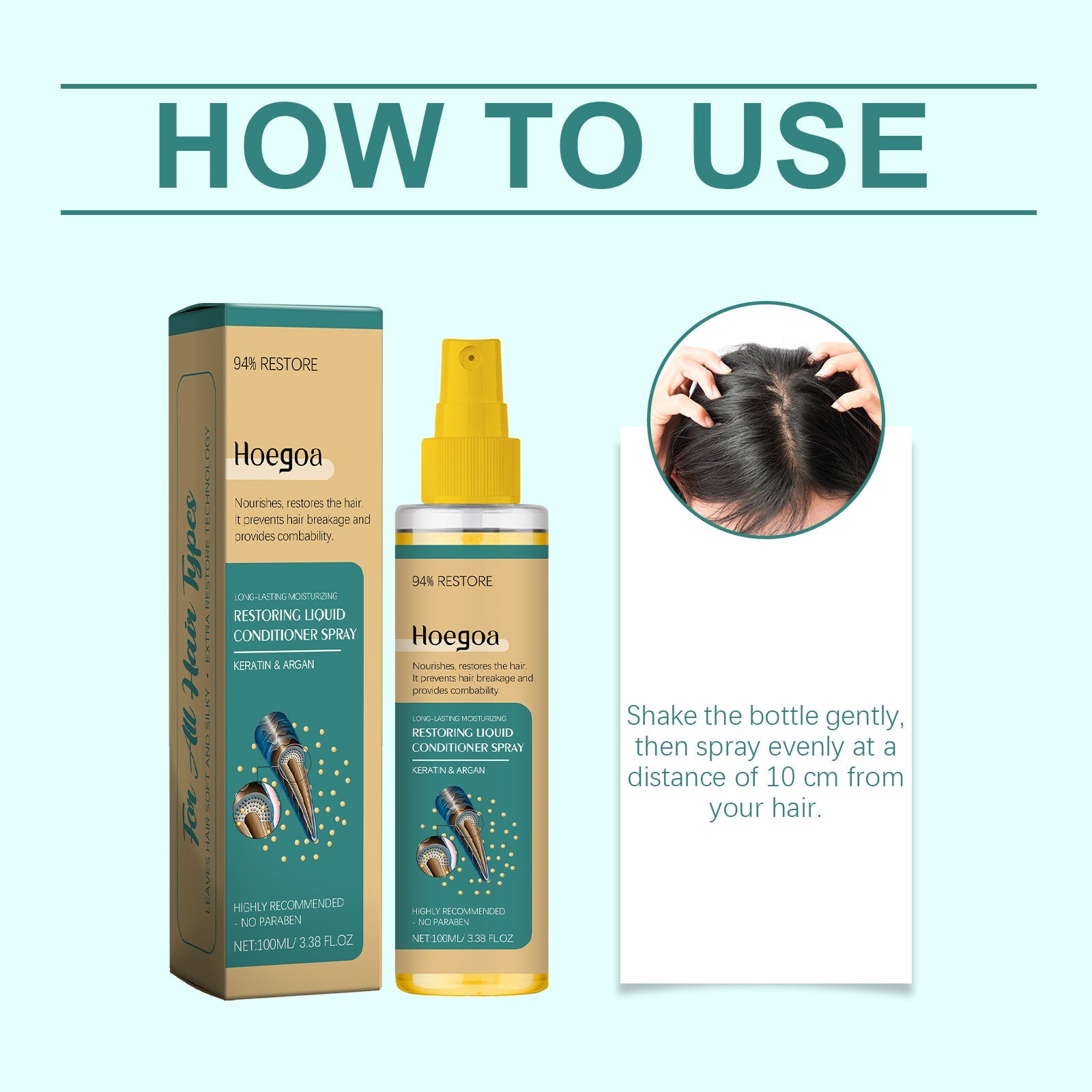 Argan Leave-In Hair Treatment Spray Moisturizes Split Hairs And Moisturizes Glossy Hair