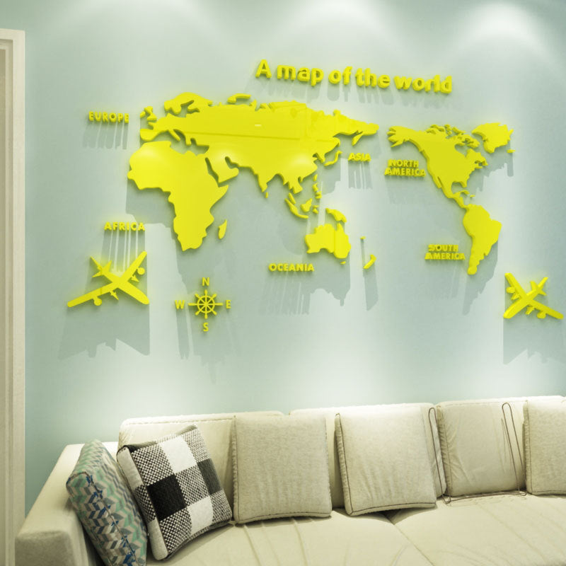 Creative Home Background Wall Stickers Acrylic 3D Wall Stickers Living Room TV Background M70- Map