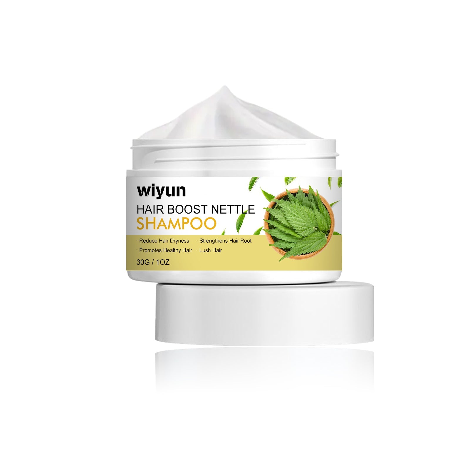 WIYUN Hair Boost Nettle Shampoo, Deep Cleansing Scalp Moisturizing Repair Solid Hair Dense Anti-Fall Smoothing Hair Care Shampoo