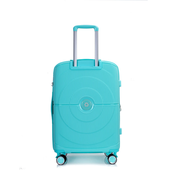 Expandable Hardshell Suitcase Double Spinner Wheels PP Luggage Sets Lightweight Durable 3-Piece Set (20/24/28) , Lake Blue