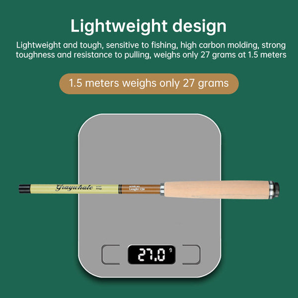 26cm ultra-short portable telescopic fishing rod, carbon fiber material, micro guide rings, ultra-light and durable.