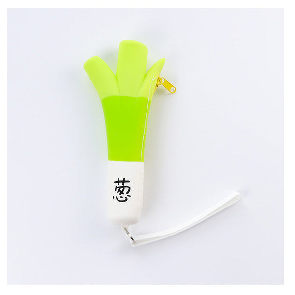 Creative Green Onion Banana Pencil Bag Silicone Pencil Case Student Stationery Storage Coin Purse