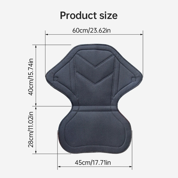 Adjustable padded seat for kayaks, paddleboards, canoes, with backrest, suitable for kayak, canoe, rafts, fishing.