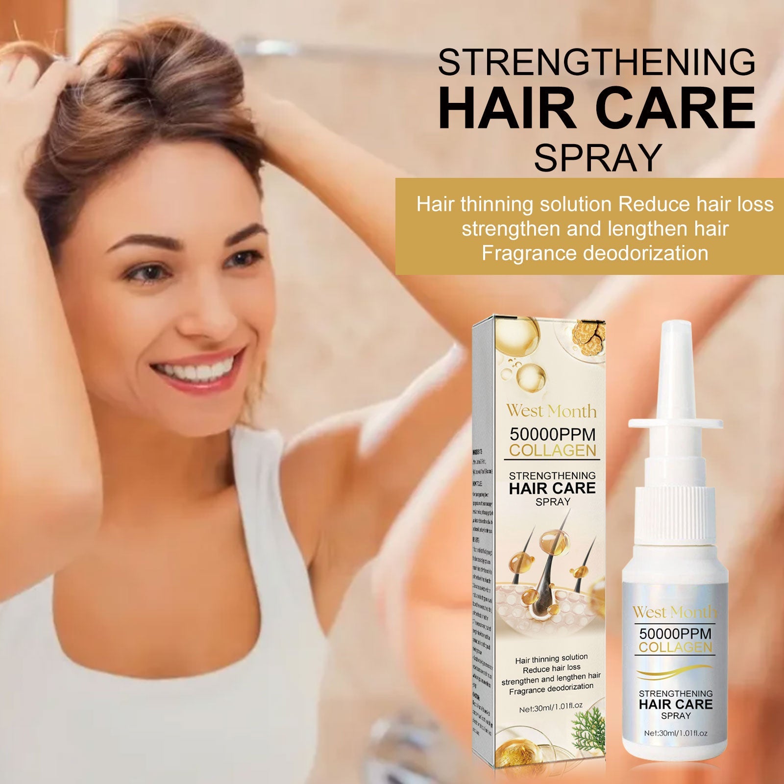 Hair Smoothing Essence Spray, Moisturize Hair Roots, Strengthen Scalp, Prevent Hair Loss, Repair And Smooth