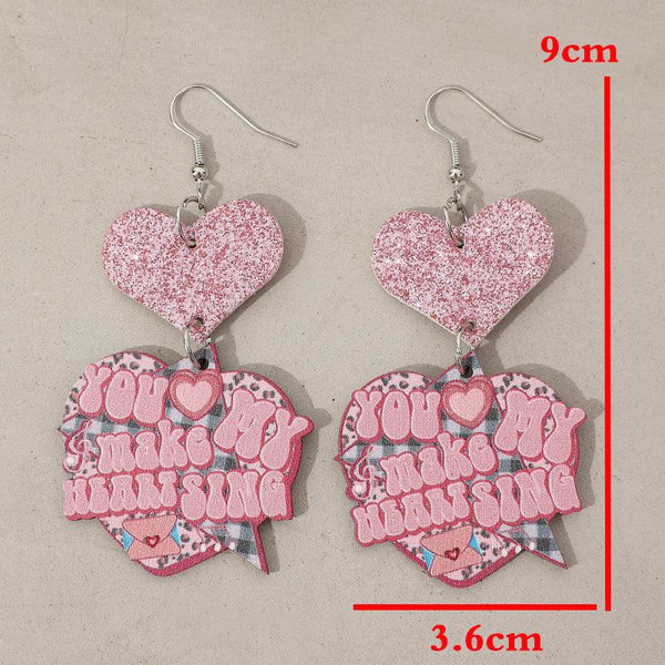 Heart Shape Wooden Earrings