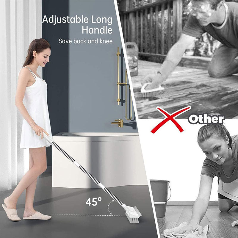 2-in-1 Floor Scrub Brush with Long Adjustable Handle. Multifunctional for Bath & Kitchen