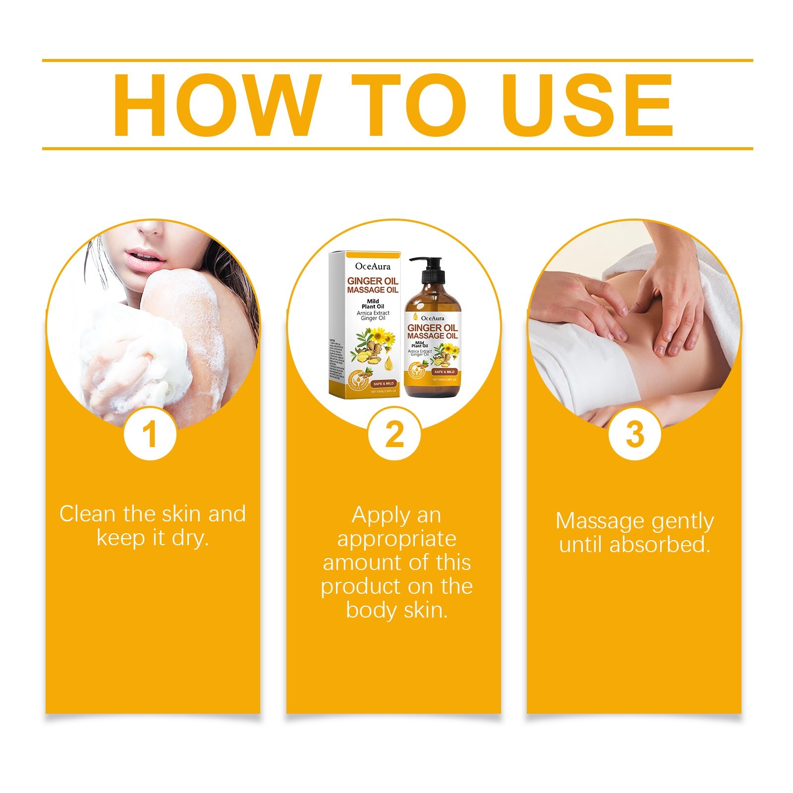 Ginger Massage Essential Oil, Ginger Care Essence Oil Body Massage Daily Care Firming Skin