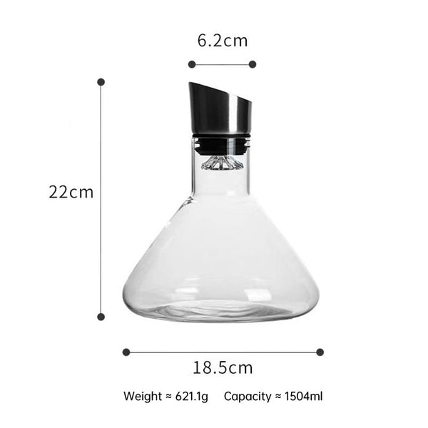 1500ML Hand - blown Crystal Wine Decanter with Built - in Aerator Pourer, ideal for red wine.
