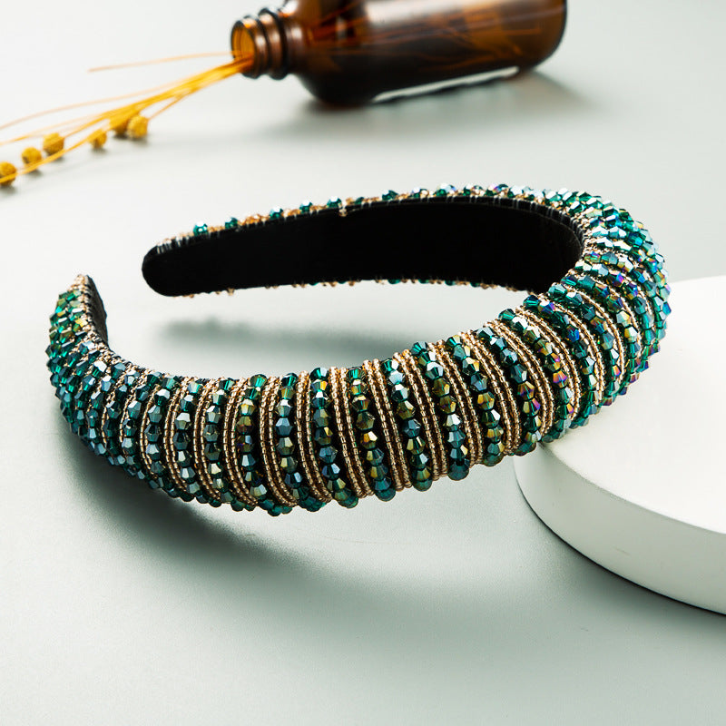 Hair Hoop Hand Woven Beaded Head Hoop Female Baroque Sponge Hair Bundle Korean Style Of The Net Red Face Wash Hair Accessories