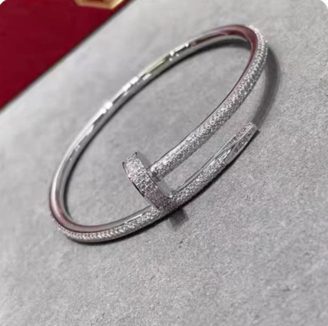 Precision Thick Plating Head and Tail Diamond Fashion Three-Circle Full Diamond Couple Bracelet