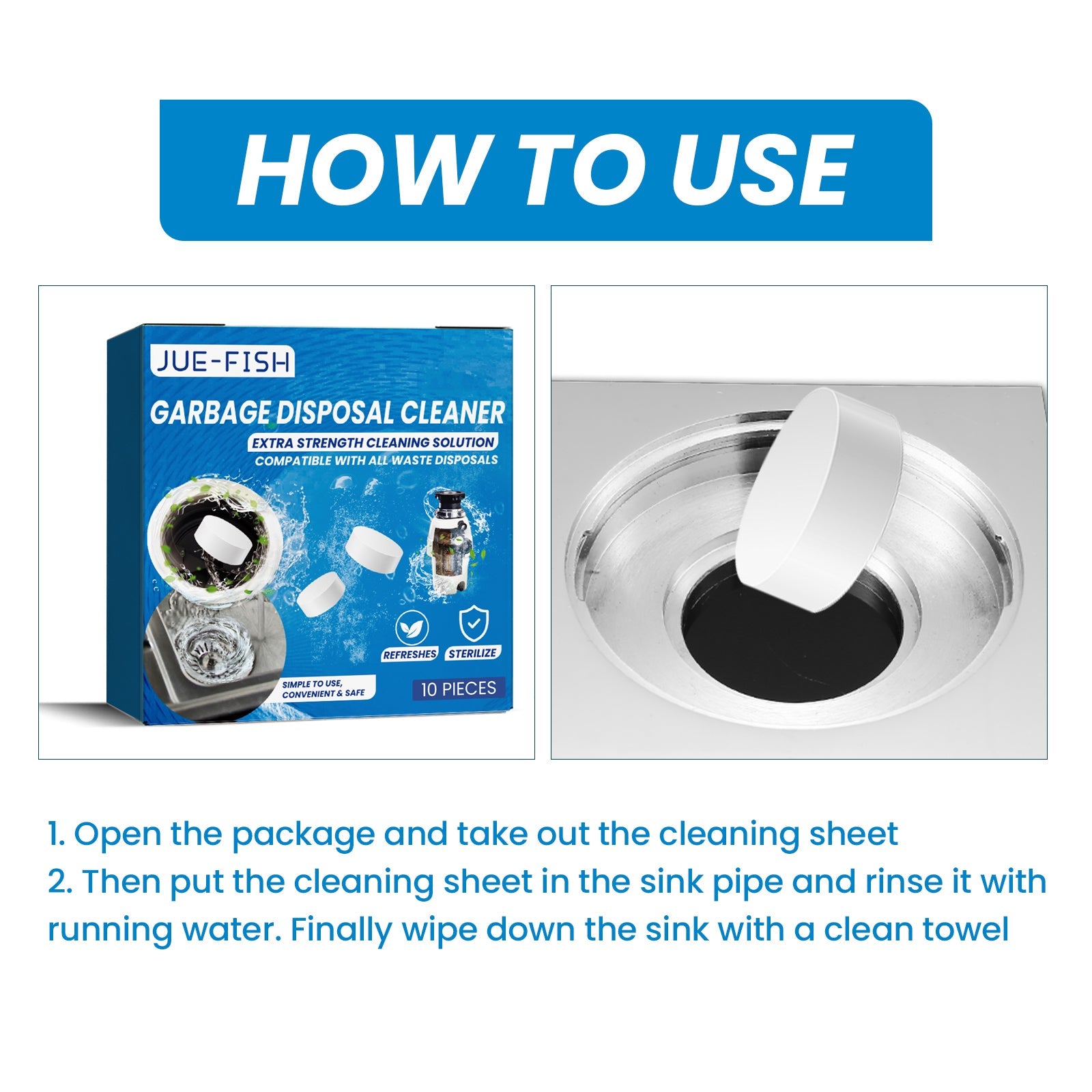 Sink Cleaning Tablet, Kitchen Sink Cleaning Grease Stains Dirt Dredging Pipe Cleaning Tablets