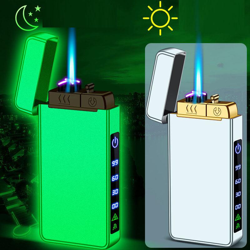 Gas electric triple fire metal windproof inflatable charging lighter personalized and creative trendy gift for boyfriend