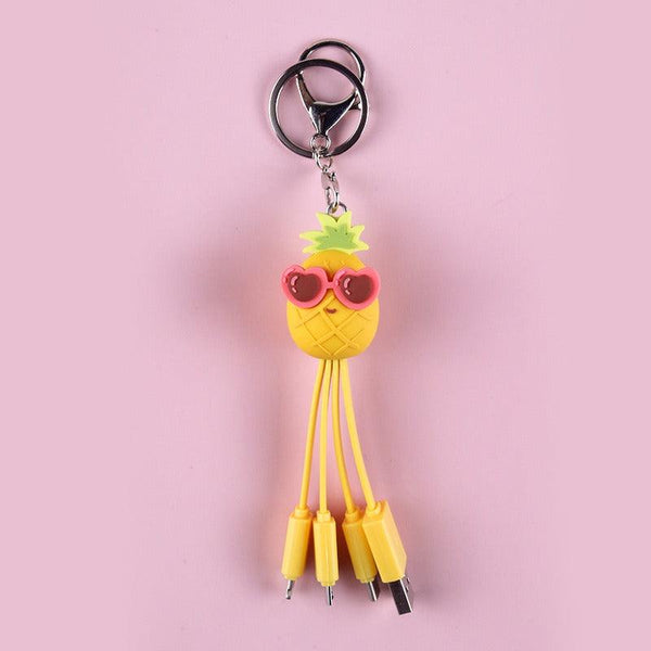 Creative cartoon data cable quirky peach blossom eye phone charging cable peach blossom eye pineapple fruit