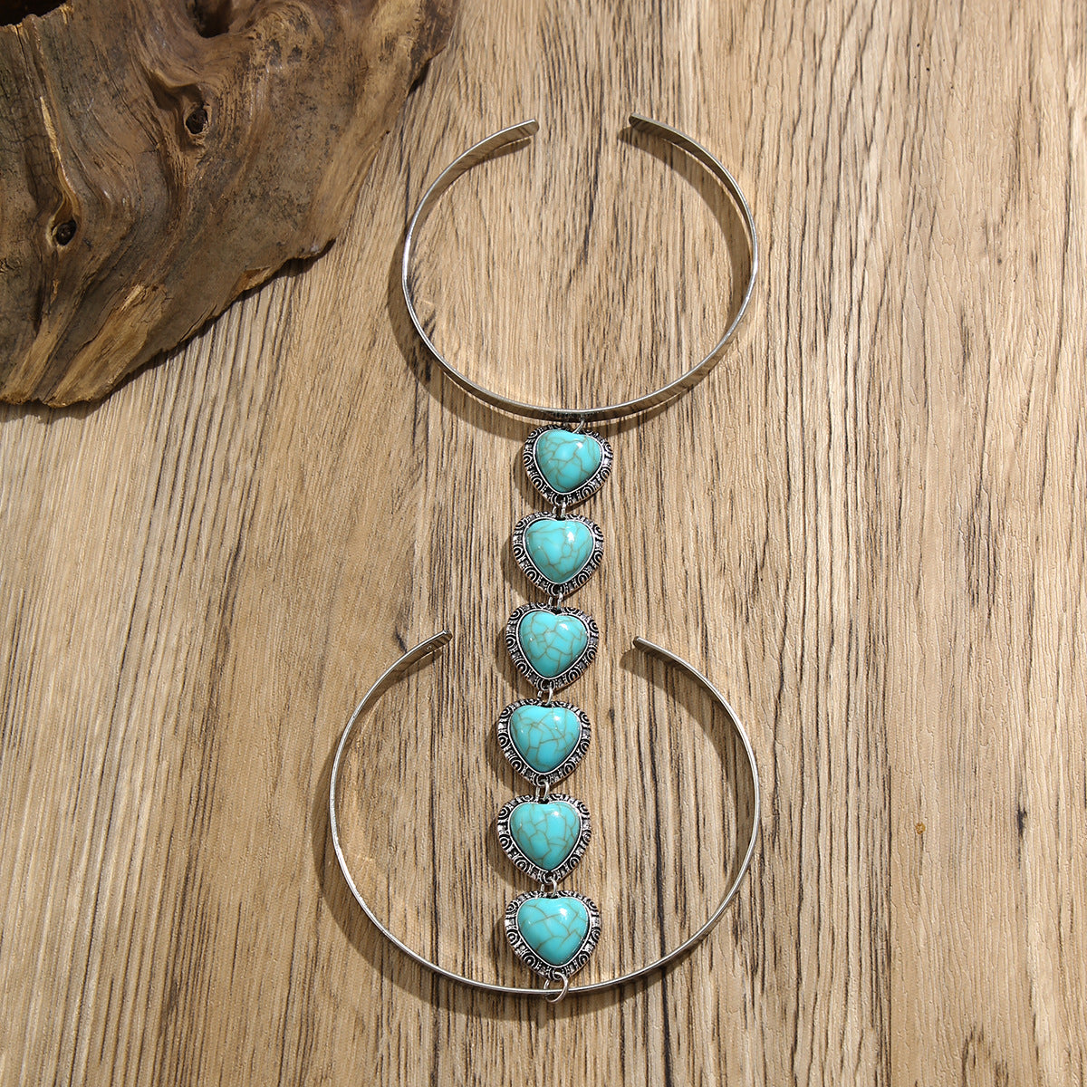 Bohemian style geometric metal arm ring Leg Chain minimalist imitation turquoise arm chain