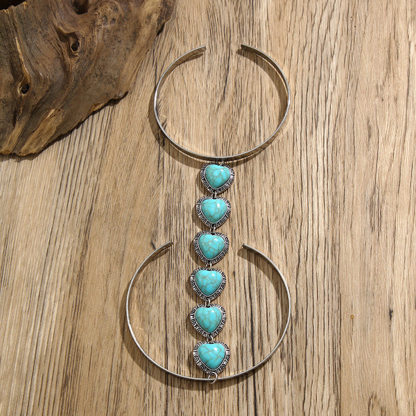 Bohemian style geometric metal arm ring Leg Chain minimalist imitation turquoise arm chain