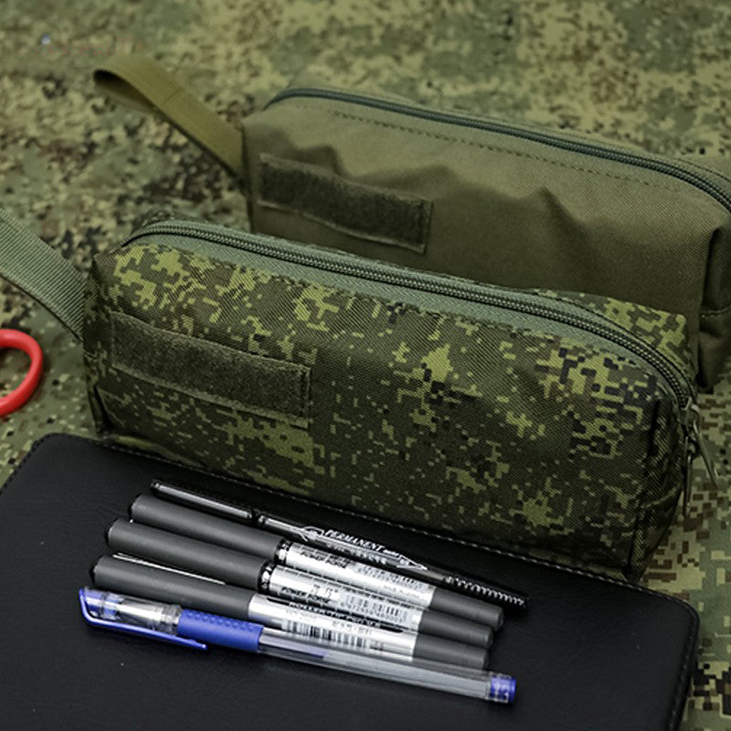 Cold War-era large-capacity tactical storage bag – versatile MOLLE-compatible pouch for students/stationery or tactical use.