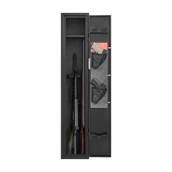 5 gun safes with 3 pistol pockets, quick access biometric adjustable heavy-duty gun rack mounted gun safes