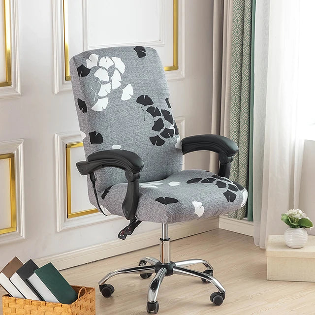 Stretch Printed Computer Office Chair Covers Soft Fit Universal Desk Rotating Slipcovers Removable Washable Anti-Dust Spandex