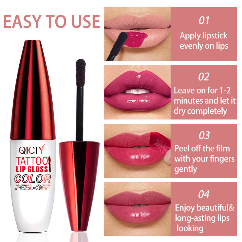 4-color tear off lip gloss is easy to color, moisturizes and lasts for a long time without sticking to the cup tear off lip gloss