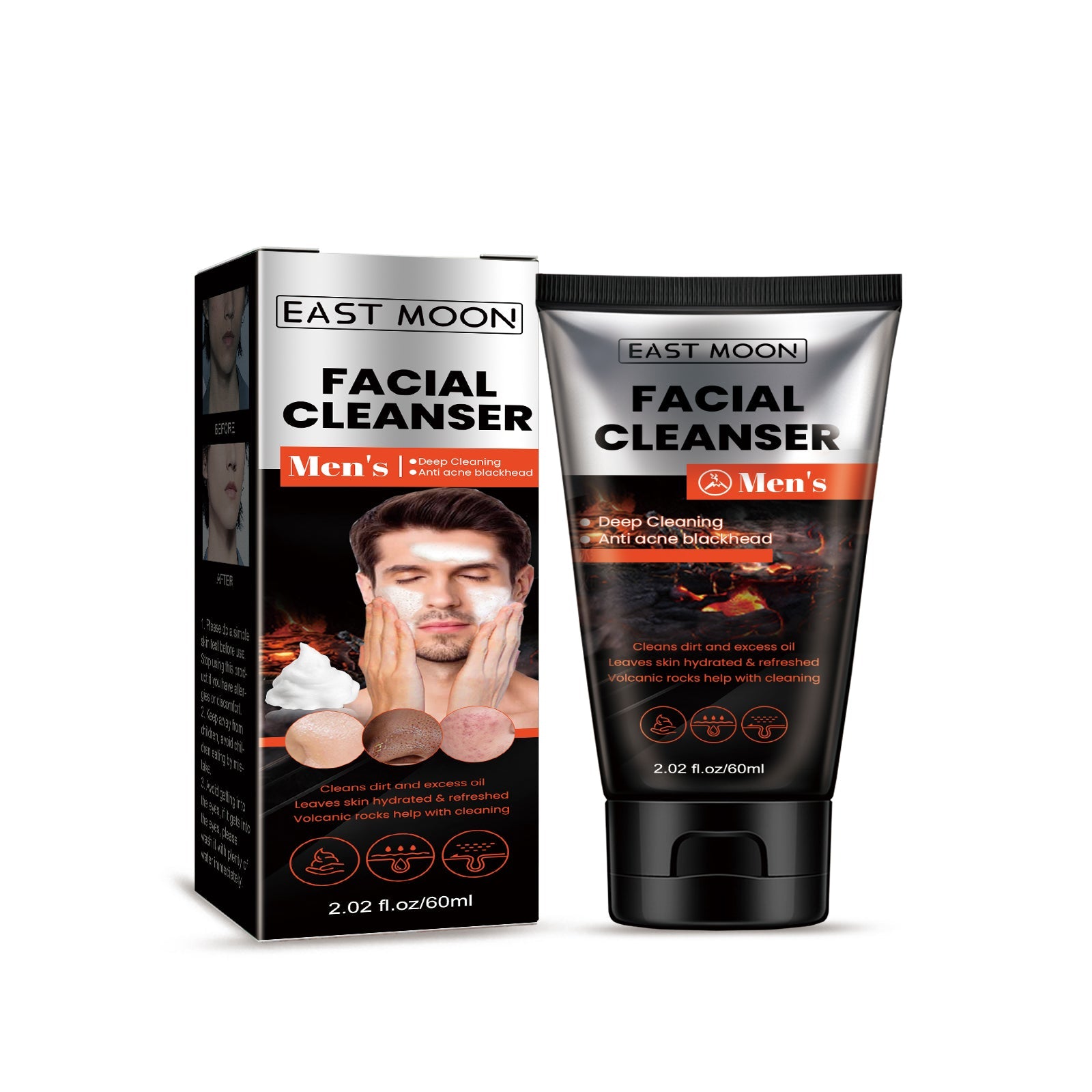 Men's Volcanic Face Wash, Acne Blackhead Face Deep Clean Pores And Oil Control
