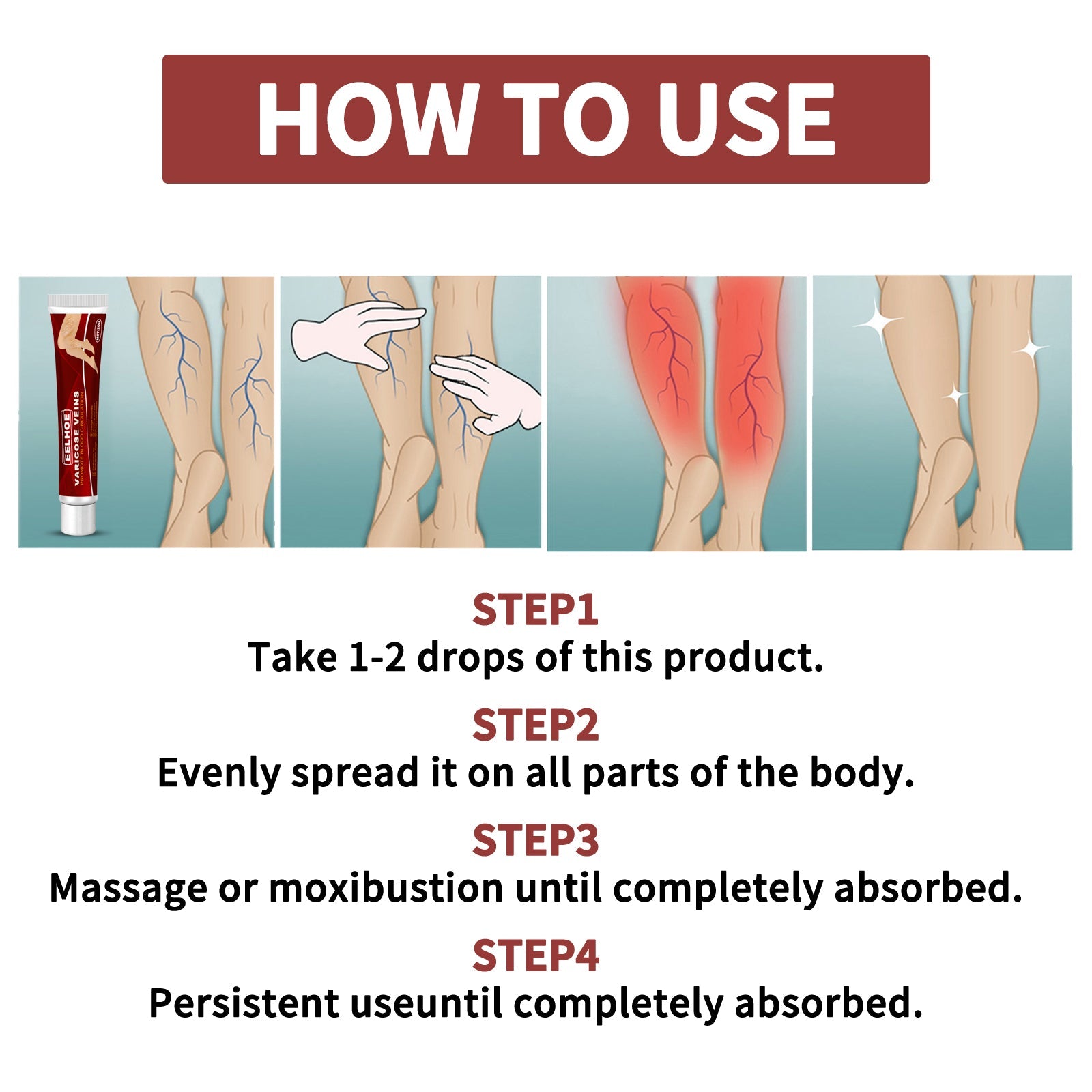 Venous Massage Varicose Cream, Relieves Bulging Leg Blood Vessels And Swollen Leg Earthworm Venous Massage Cream