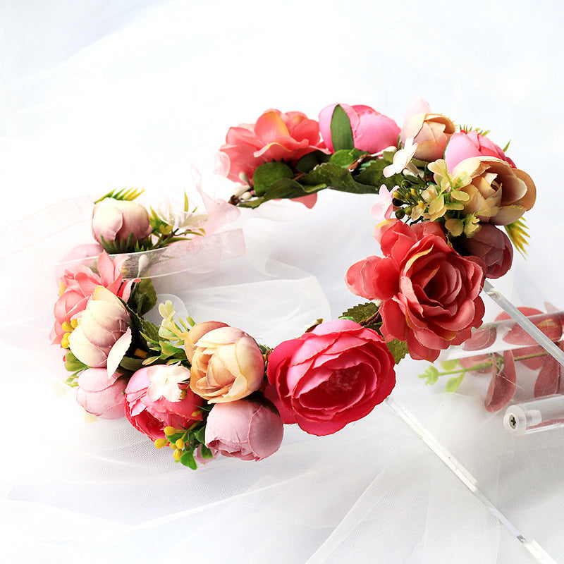 Wreath, European and American fashion, women's simulated flower hair accessories, Hawaiian wedding photography, headwear, headwear for women