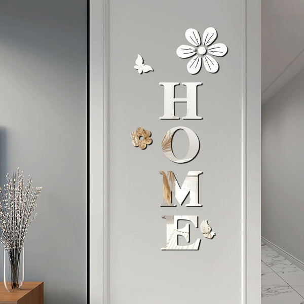 Acrylic mirror wall stickers flowers home decoration letters soft mirror self-adhesive wall stickers