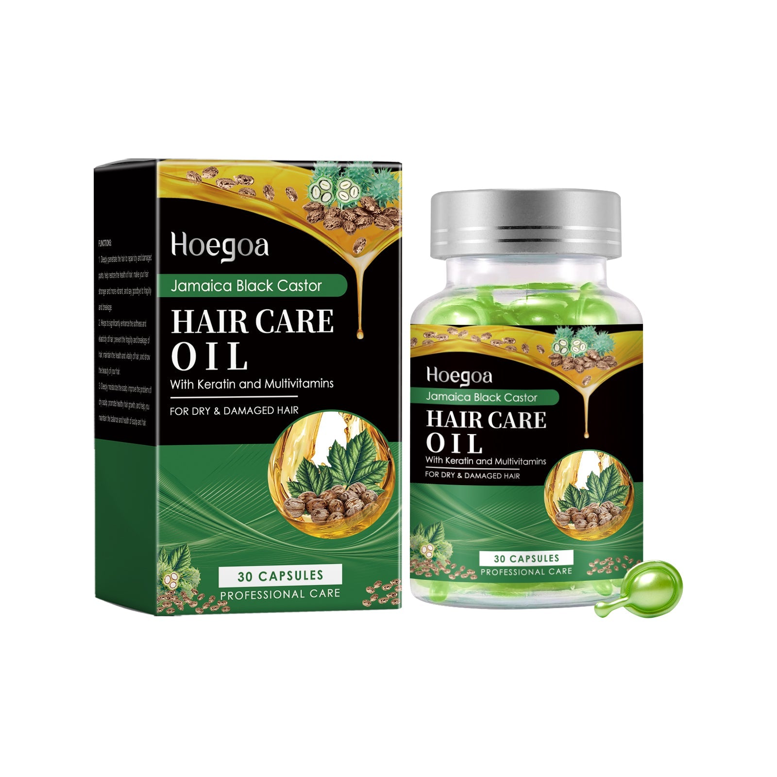 Black Castor Oil Nourishing Hair Care Capsule Hair Care Oil Gently Nourishes And Softeningly Improves Dry Hair