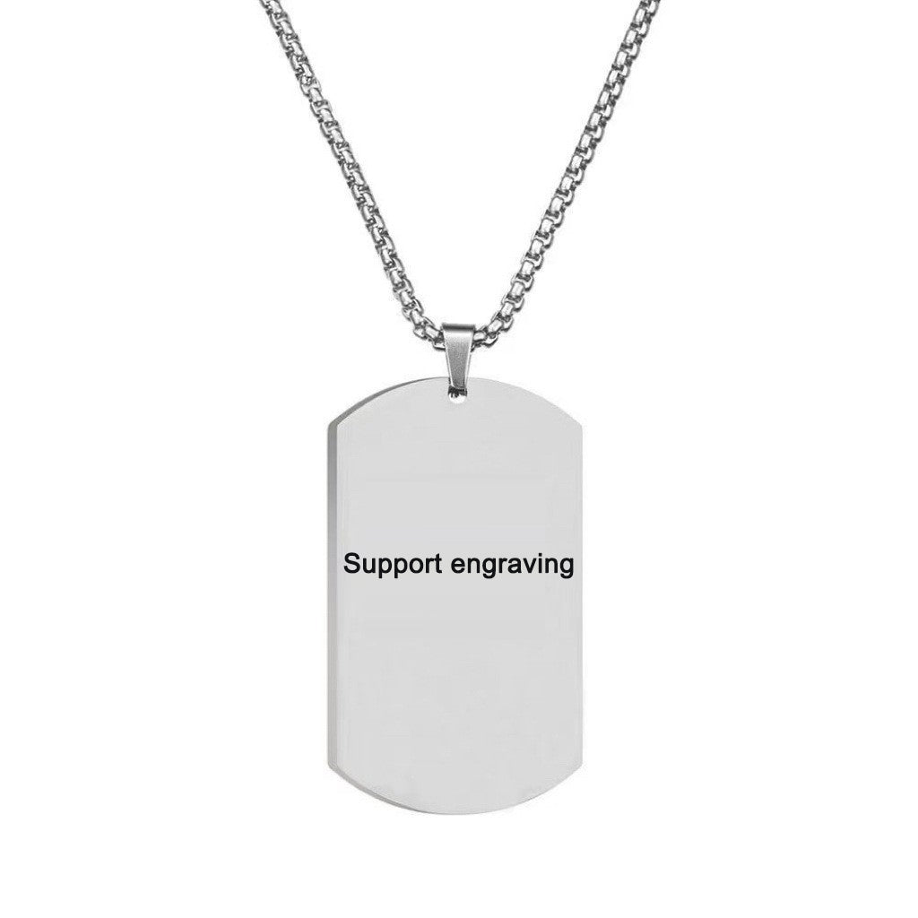 European and American high-end stainless steel military brand necklace engraved pendant jewelry