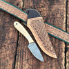 Dakota Damascus Skinner Knife with Hand tooled Sheath & Belt