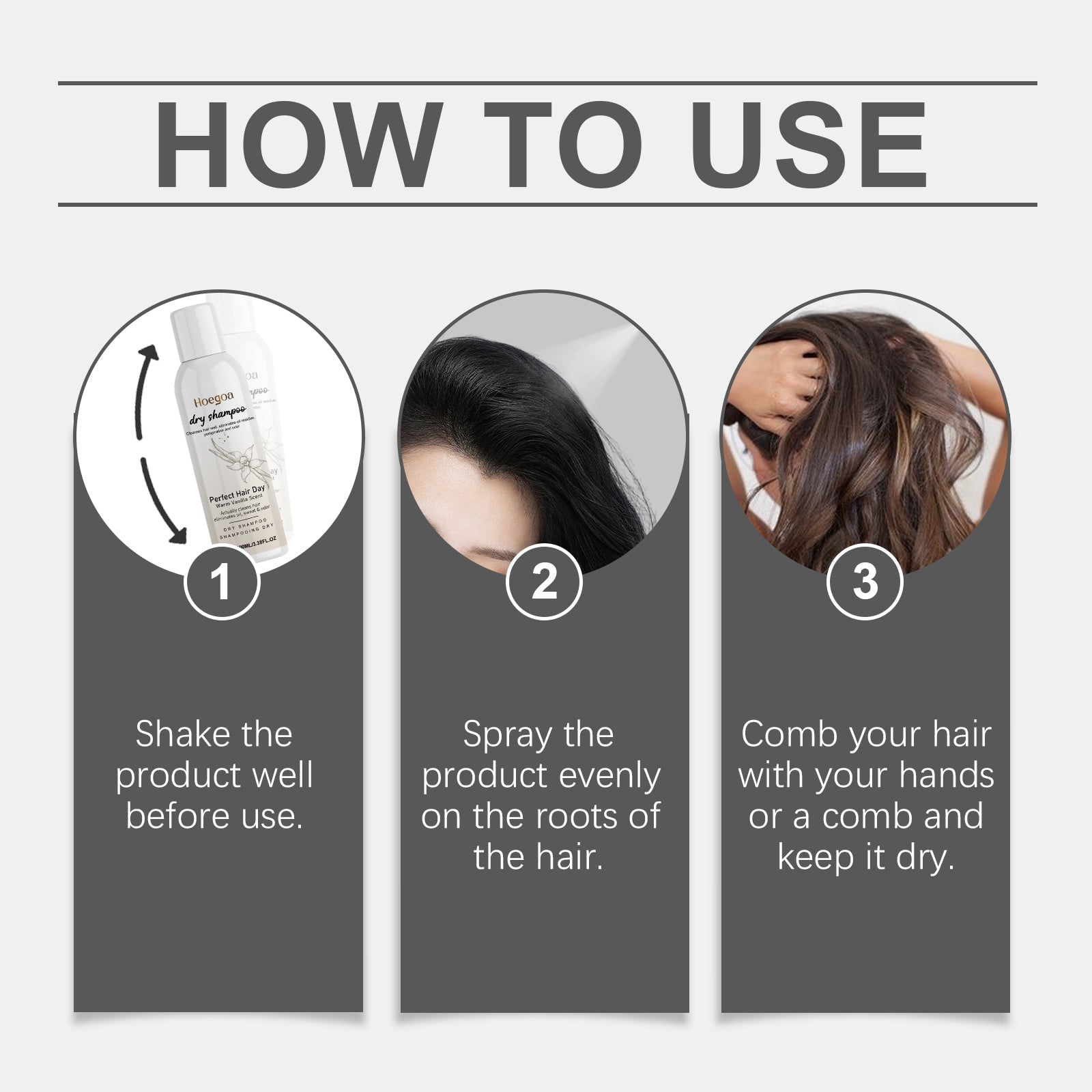 Vanilla Dry Hair Spray Gently Repair Frizzy, Fluffy And Easy To Manage Hair Dry Cleaning Spray